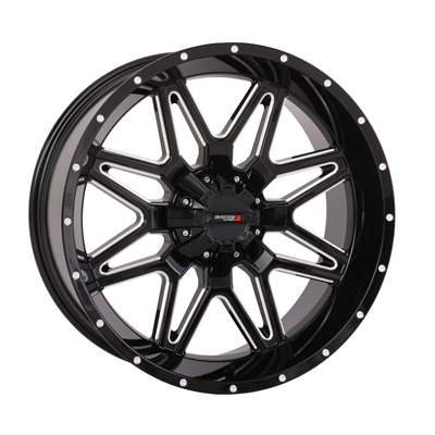 System 3 20x9 4/137-4/156 5+4 (0mm) ST7 - Gloss Black-Machined
