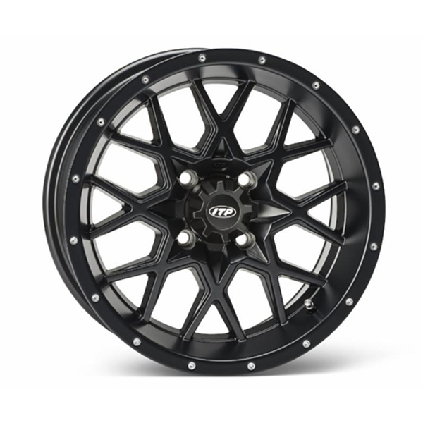 thumbnail image 2 of ITP Steel Wheel 12x7 2.0+5.0 Offset - Black, 4/110 Bolt Pattern, 1225544014 2 of 6