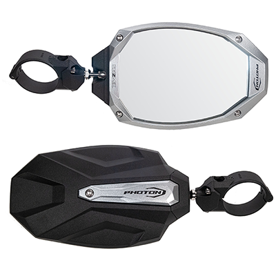 Seizmik Photon Side View Mirror with Cast Aluminum Body & Bezel  1.75 Inch Round Tube (Pair)