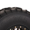 From this image of the side of the SS365 rear tire you can see the 22mm deep tread pattern. This deep paddle like tread pattern provides excellent traction on loosely packed surfaces like sand and snow.