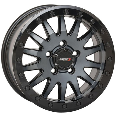 System 3 15x7 5/4.5 5+2 (+38mm) SB8 Beadlock - Matte Brushed Grey