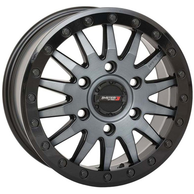 System 3 15x7 6/5.5 5+2 (+38mm) SB8 Beadlock - Matte Brushed Grey